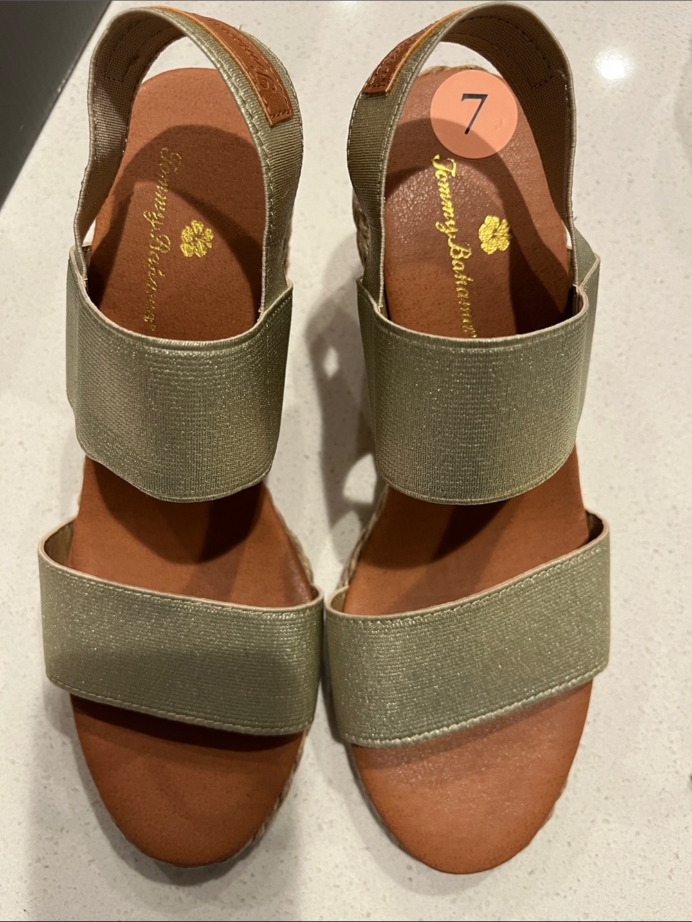 Tommy Bahama Light Gold Elastic Double-Strap Sandals